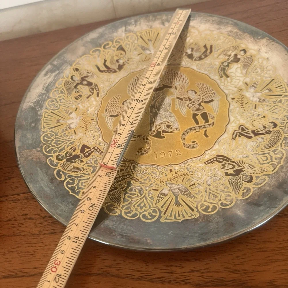 Christmas Damascene Limited Edition Plate 1972 by Reed & Barton Angels‎ Cherubs